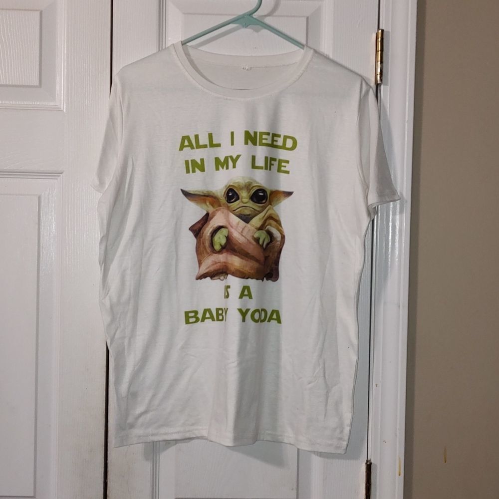 All I need in My Life is a Baby Yoda white tshirt  Sz XL